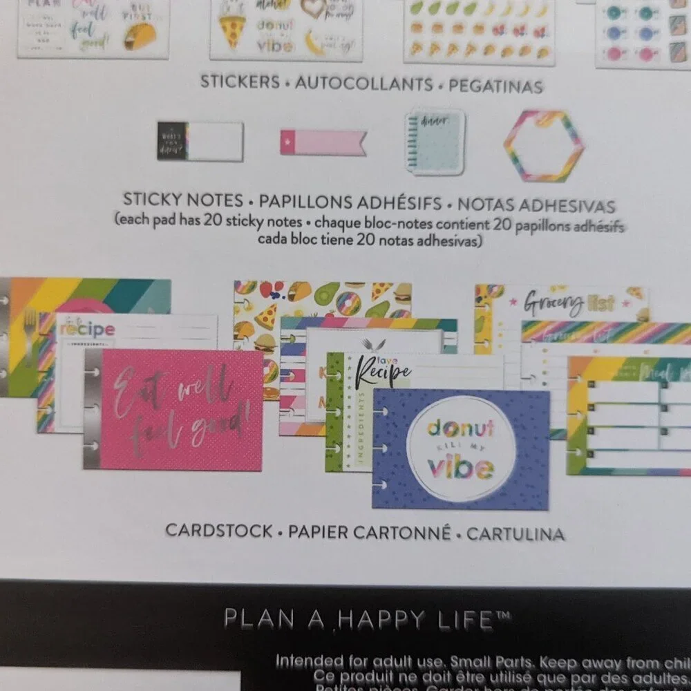 NWT 574 Happy Planner 'Meal Planning' Multi Pack Stickers Sticky Notes Food HTF